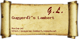 Gugyerás Lambert névjegykártya